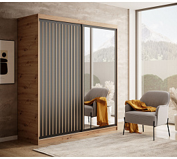 Tolóajtós szekrény Delia 180 Artisan+Fekete