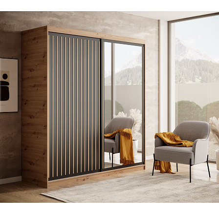 Tolóajtós szekrény Delia 180 Artisan+Fekete