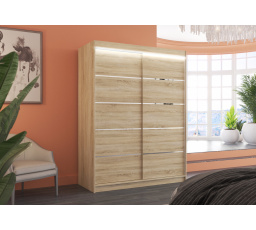 Tolóajtós szekrény LED világítással LUFT 150 Sonoma+Sonoma