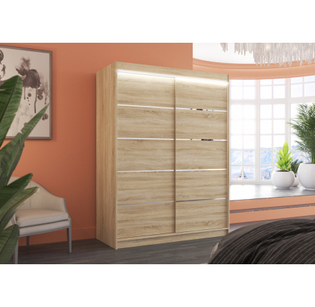 Tolóajtós szekrény LED világítással LUFT 150 Sonoma+Sonoma