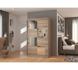 Tolóajtós szekrény tükörrel LUGANO 120 Truffle+Truffle