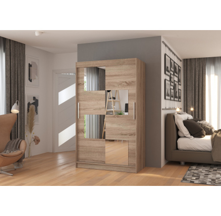 Tolóajtós szekrény tükörrel LUGANO 120 Truffle+Truffle