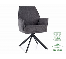 HUGO BREGO forgó étkezőszék rugós üléssel, Szürke 18/Fekete