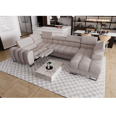 NAROŻNIK ROZKŁADANY ASPEN MAX II RELAX 198x350x170 CM - lewa , Odcienie beżu