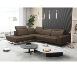 NAROŻNIK ZE SKÓRY NATURALNEJ FIORE 265x220 CM - Odcienie brązu , lewa