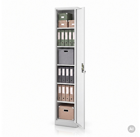 Kulcsra zárható dokumentumtároló szekrény magas, szürke, 450x2200x400 mm: ALEX H2200 Kulcsra zárható dokumentumtároló szekrény magas, szürke, 450x2200x400 mm: ALEX H2200