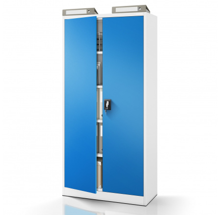 JAN irodai fém iratszekrény, 900 x 1850 x 400 mm, szürke-kék