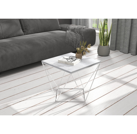 DIANA dohányzóasztal 50x50 Fehér+Beton