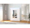 Tolóajtós szekrény tükörrel és LED világítással DORRIGO 150 Fehér+Fehér