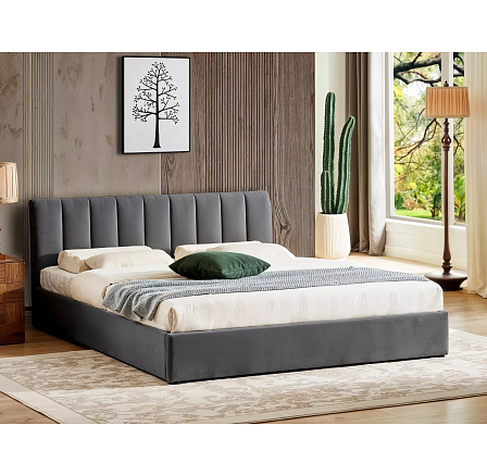Ágy tárolóval MONTREAL Velvet, 160x200 cm, szürke Aksamit 192