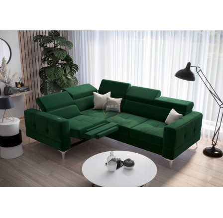 NAROŻNIK TOSCANIA RELAX Z FUNKCJĄ SPANIA 185X250 - Odcienie zieleni , lewa