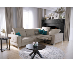 NAROŻNIK MALIBU RELAX Z FUNKCJĄ SPANIA 185x250 CM - prawa , Odcienie beżu
