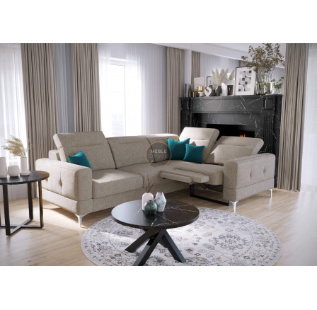 NAROŻNIK MALIBU RELAX Z FUNKCJĄ SPANIA 185x250 CM - prawa , Odcienie beżu