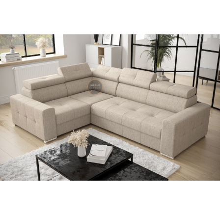 NAROŻNIK Z FUNKCJĄ SPANIA MARGO II 270X197 - lewa , Odcienie beżu