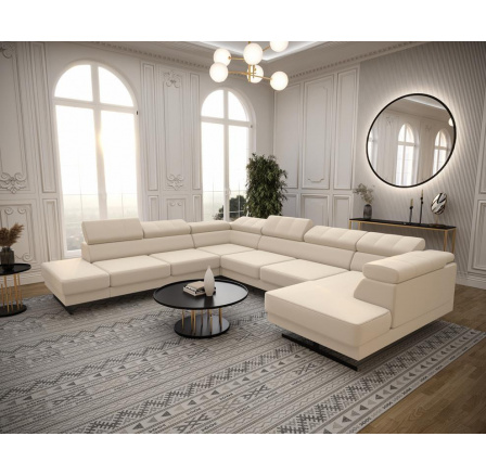 NAROŻNIK EMPORIO MAX II 300X350X180 - lewa , Odcienie beżu