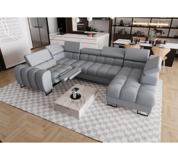 NAROŻNIK ASPEN MAX II RELAX 198x350x170 CM SKÓRA NATURALNA - lewa , Skóra szara