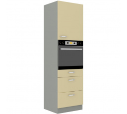 Kuchyňská skříňka KARPO na vestavenou troubu 60 DPS 210 3S 1F, krémový lesk/šedá
