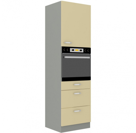 Kuchyňská skříňka KARPO na vestavenou troubu 60 DPS 210 3S 1F, krémový lesk/šedá