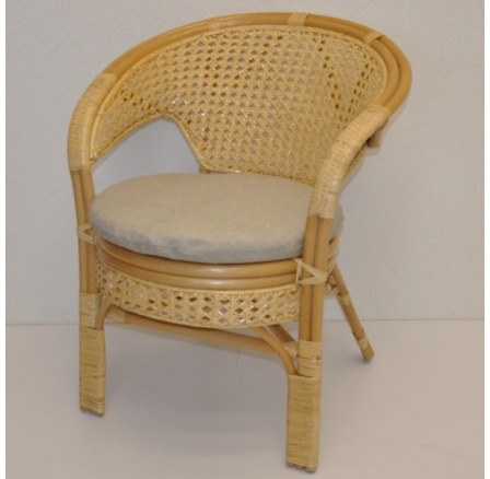 Ratanové křeslo Kina medové polstr tmavě béžový melír