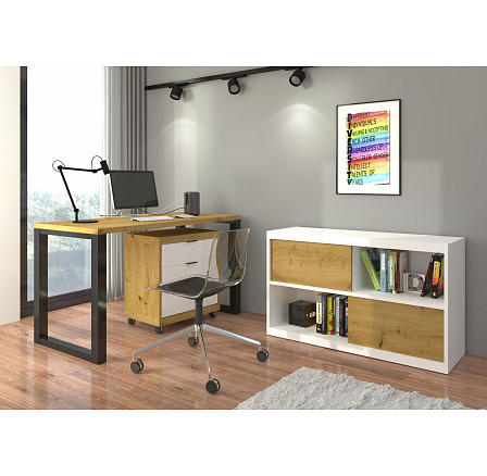 Íróasztal konténerrel MARO I Artisan+Fekete+Fehér