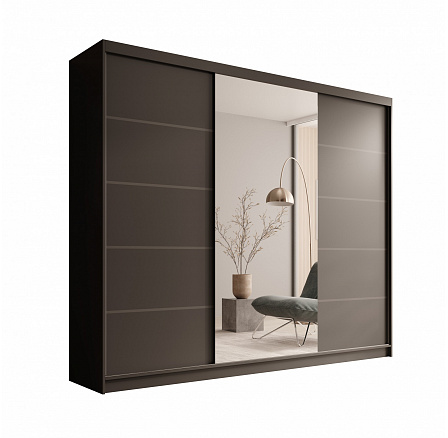 Tolóajtós szekrény Etna 250 Fekete+Fekete