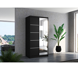 Tolóajtós szekrény tükörrel ORLANDO 100 Fekete+Fekete