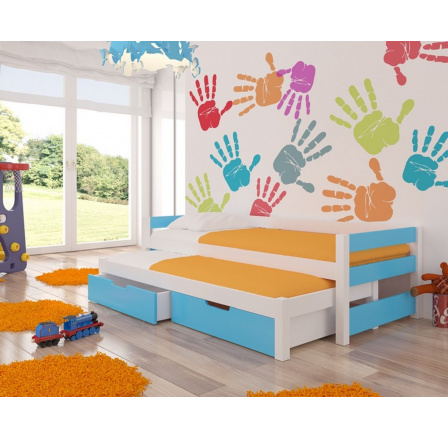 Kétszemélyes ágy matracokkal FRAGA White+Blue