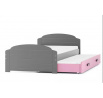 ŁÓŻKO MŁODZIEŻOWE LILI PODWÓJNE RAMA GRAFIT SZUFLADA RÓŻOWY BEZ MATERACY 90 X 200 KPL