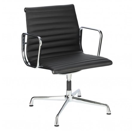 Konferenciaszék. CH1081T, fekete bőr, króm