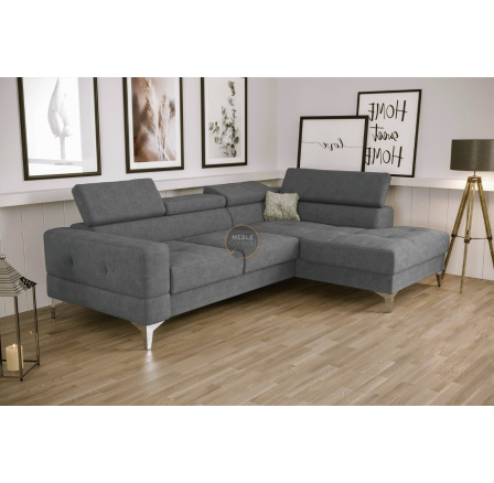 NAROŻNIK TOSCANIA MINI Z FUNKCJĄ SPANIA 170x250 CM - Odcienie szarości , prawa