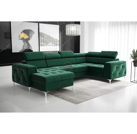 NAROŻNIK ORION MAX III Z FUNKCJĄ SPANIA 165x320x185 CM - Odcienie zieleni , prawa