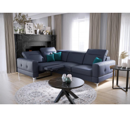 NAROŻNIK MALIBU RELAX SKÓRA NATURALNA 185x250 CM - lewa , Skóra granatowa