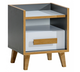 Éjjeliszekrény WERSO - W11, Fehér Briliáns+Antracit+Rivera