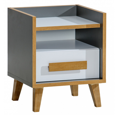 Éjjeliszekrény WERSO - W11, Fehér Briliáns+Antracit+Rivera