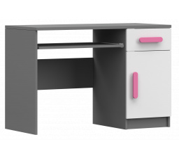 SMYK II - 08 íróasztal, Szürke/Fehér/Rózsaszín