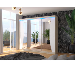 Tolóajtós szekrény tükörrel és LED világítással DIEGO 250 Sonoma+Fehér