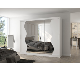 Tolóajtós szekrény tükörrel SHARON 250 Fehér+Fehér