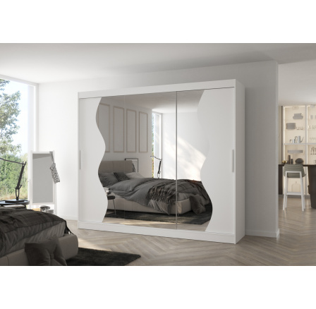 Tolóajtós szekrény tükörrel SHARON 250 Fehér+Fehér