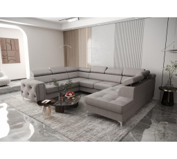 NAROŻNIK ORION MAX I Z FUNKCJĄ SPANIA 225X350X255 CM - Odcienie szarości , lewa
