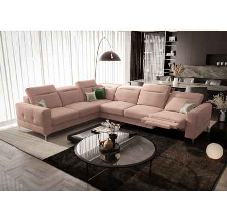 NAROŻNIK Z FUNKCJĄ RELAX MALIBU MAX 320x250 - lewa , Odcienie różu