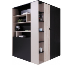 PLANET- PL1 L/P ruhásszekrény, fekete+tölgy+bézs