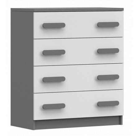 Komód 4S SMYK II - 02, Szürke/Fehér/Szürke
