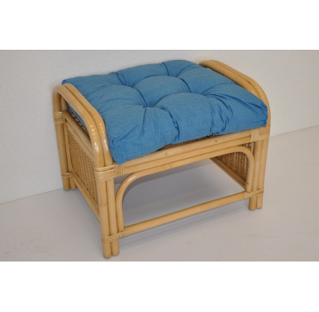 Oliver rattan zsámoly mézszínű, türkiz melírozott párnával Oliver rattan zsámoly mézszínű, türkiz melírozott párnával