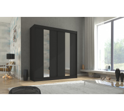 Tolóajtós szekrény tükörrel BALTON 200 Fekete+Fekete