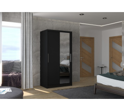 Tolóajtós szekrény tükörrel BAROS 100 Fekete+Fekete
