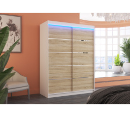 Tolóajtós szekrény LED világítással LUFT 150 Fehér+Sonoma