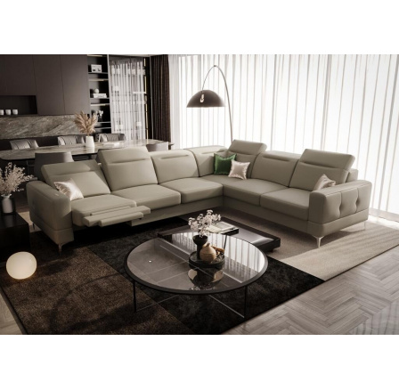 NAROŻNIK MALIBU MAX RELAX 320x250 SKÓRA NATURALNA - lewa , Skóra beżowa