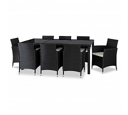 Zestaw Mebli Ogrodowych POMONA Czarny/Beżowy