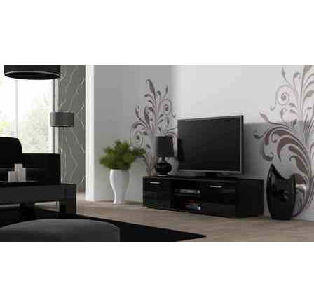 Tv komoda SOHO 140, černá/černý lesk