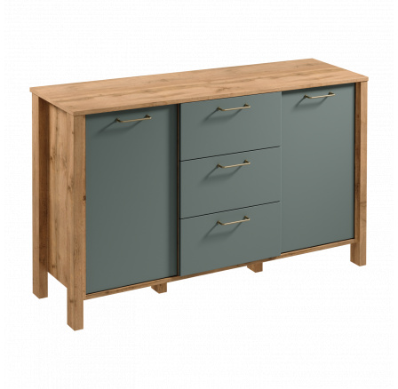INDYGO K2D3S komód, Wotan Tölgy/Zöld